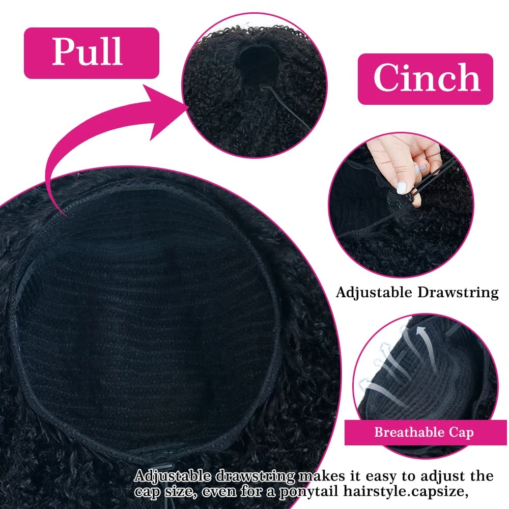 Demi-perruque sans colle, cheveux naturels crépus bouclés, bandeau amélioré 3 en 1, sans dentelle, a
