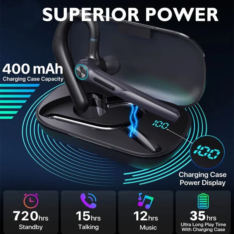 Casque sans fil avec microphone, écouteurs Bluetooth, écouteurs intra-auriculaires, écouteurs avec m