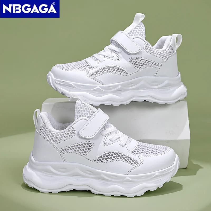 Baskets en maille respirante blanches pour enfants, antidérapantes, pour l'école et le sport, légère