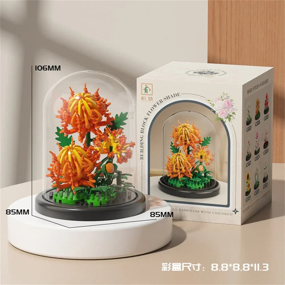Bouquet de fleurs éternelles, bonsaï, plante en pot, Micro blocs de construction, modèle de décorati