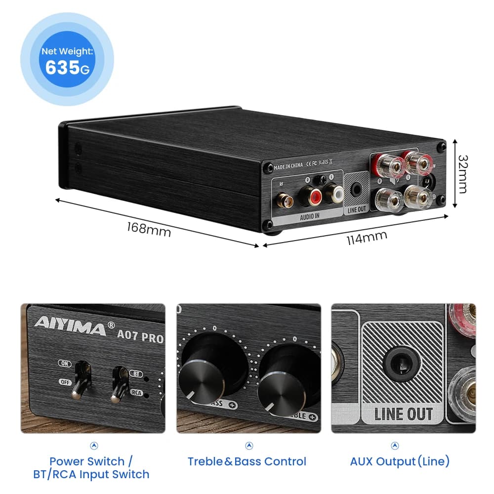 AIYIMA-Amplificateur de puissance Bluetooth, TPA3255, A07, PRO, A07, Amplificateur audio, Haut-parle