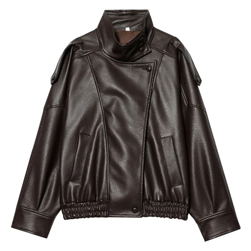 Veste femme noir veste en cuir Pu haut à manches longues femme automne 2025 nouveau en vestes et man