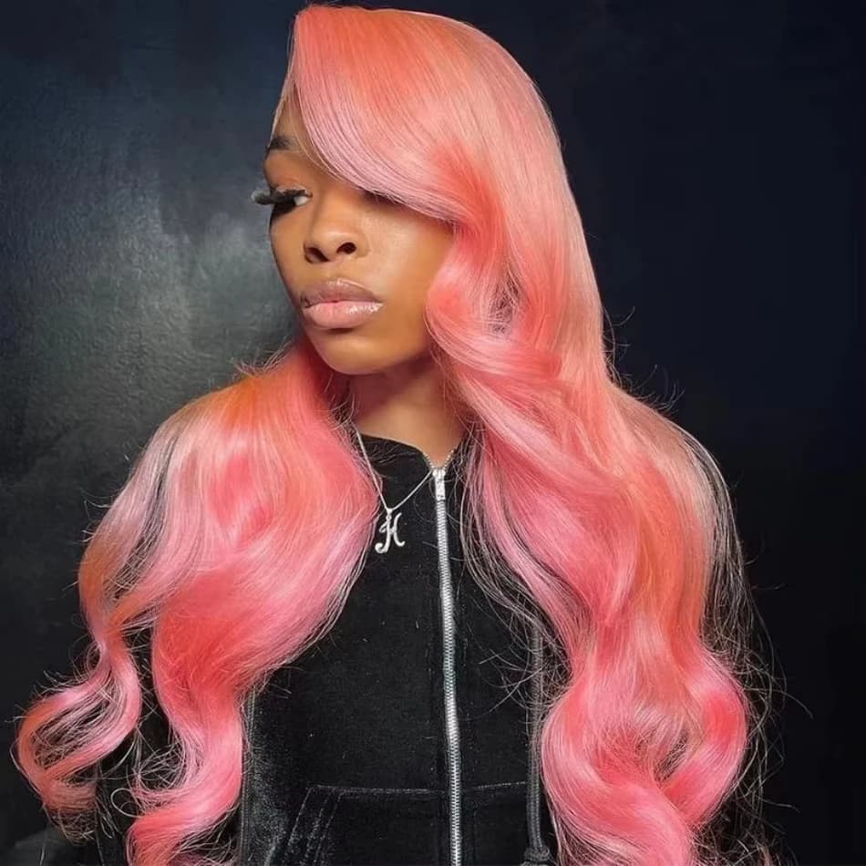 Pink Human Hair Wig Body wave Lace Front Wig 13X4 13X6 Hd Lace Frontal Wig Brazilian Hair 38 Inch Co