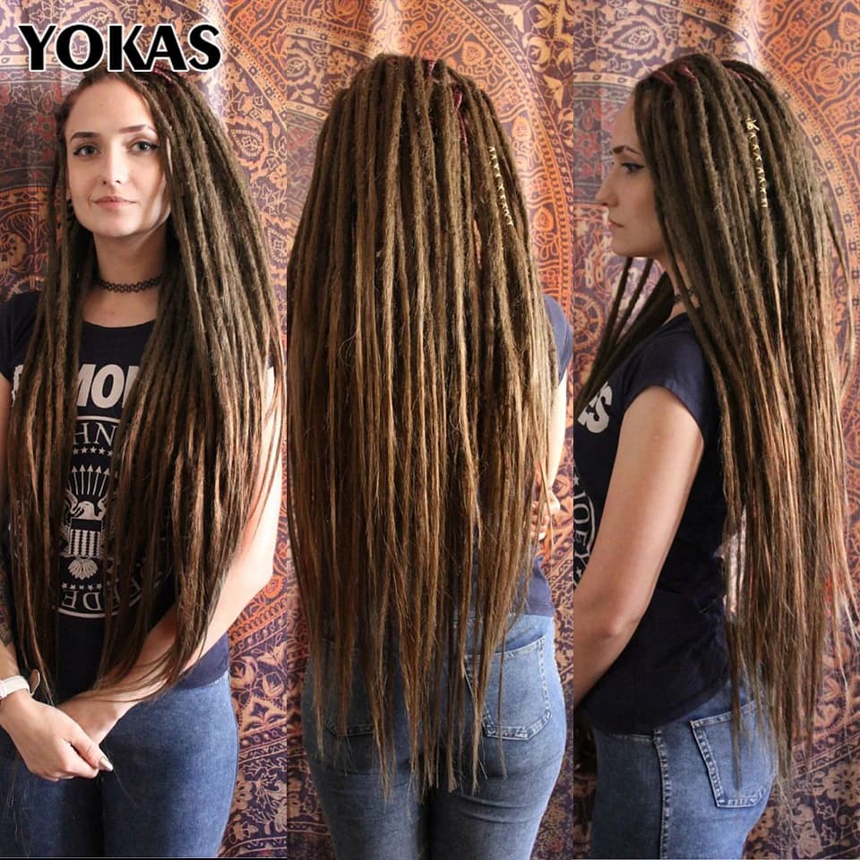 Extensions de Dreadlock synthétiques au Crochet faites à la main, 24 36 pouces, tresses au Crochet p