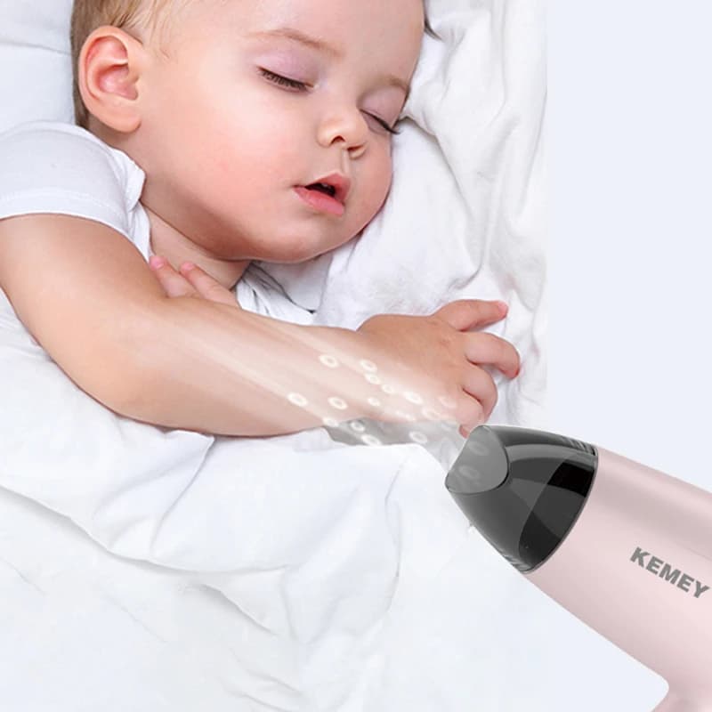 Kemei sèche-cheveux Compact pliable à poignée Portable souffleur à faible bruit sèche-cheveux vent c