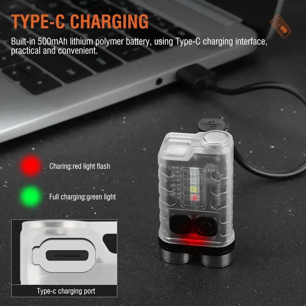 Mini porte-clés Portable lampe de poche LED TYPE C Rechargeable Camping randonnée lanterne haute pui