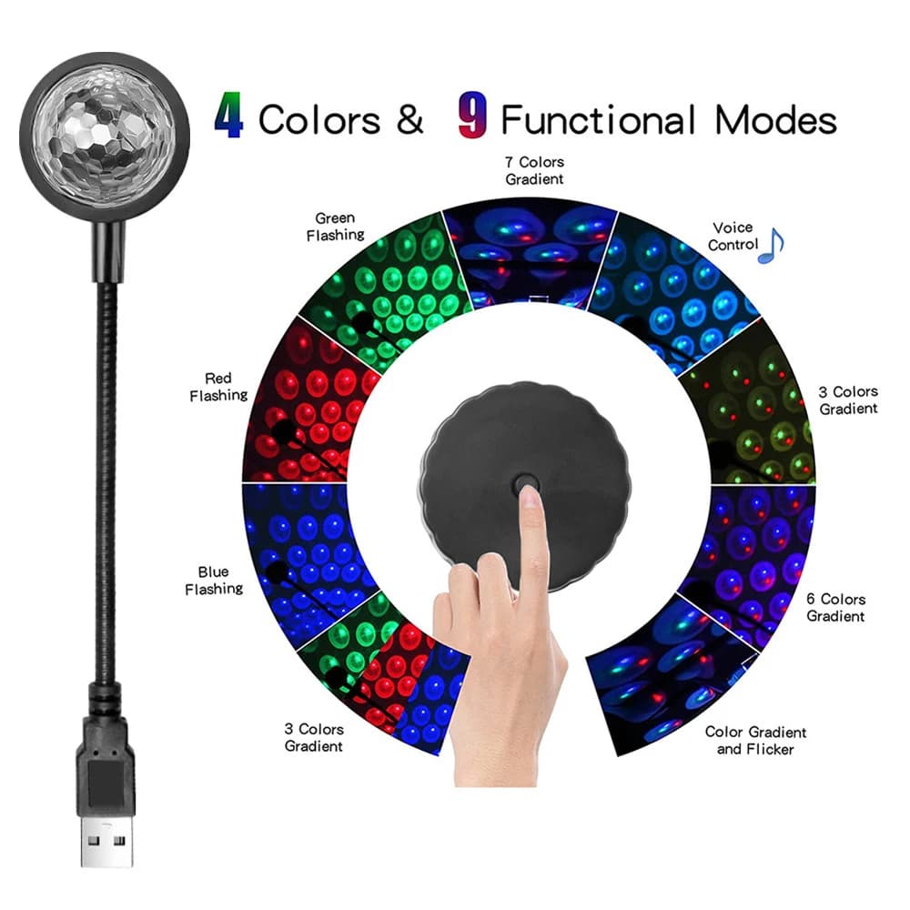 Lumière stroboscopique magique Dj, éclairage de fête, Auto USB, commande vocale, boule Disco, couleu