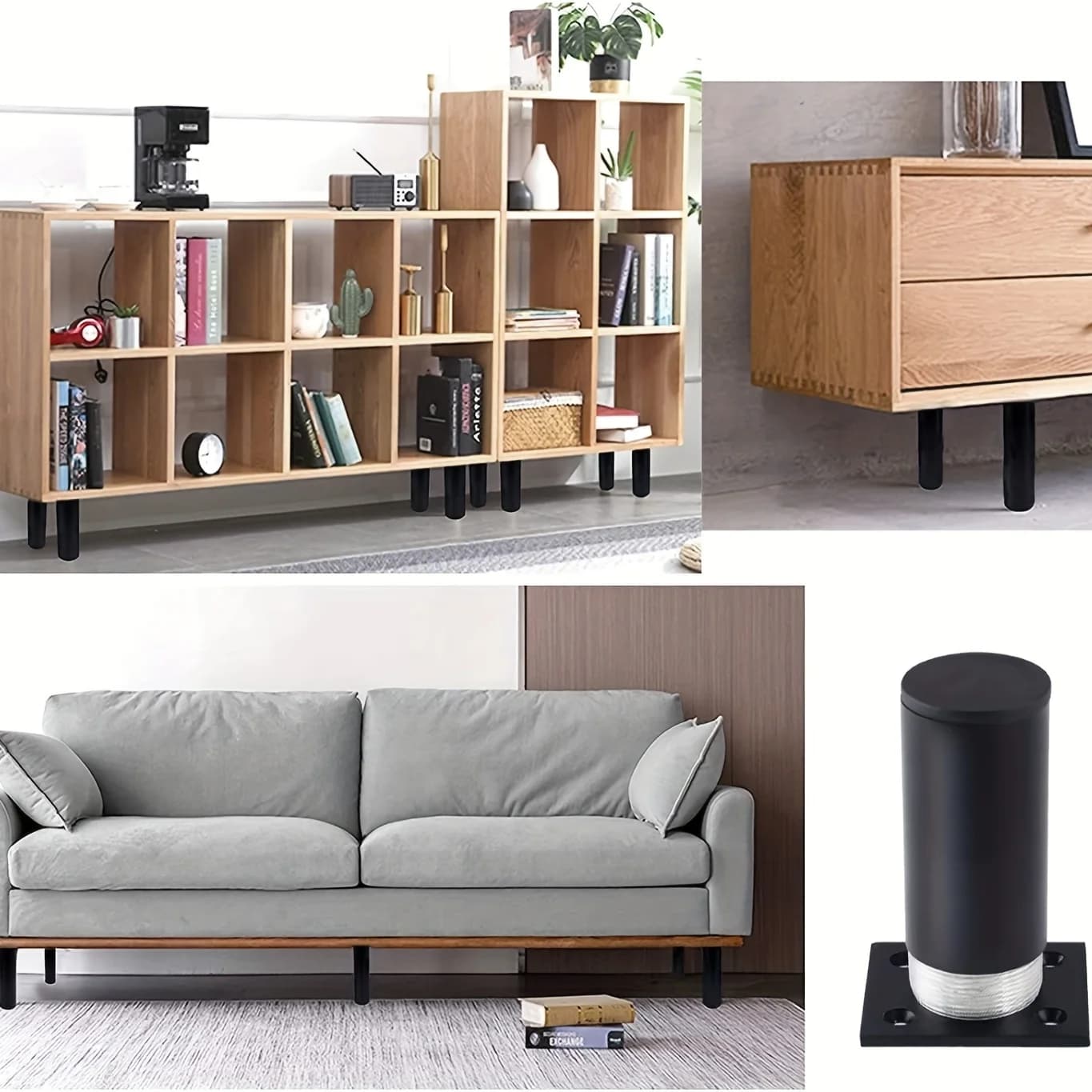 4 pièces pieds de meubles épaissies en alliage d'aluminium pieds d'armoire avec vis pieds réglables 
