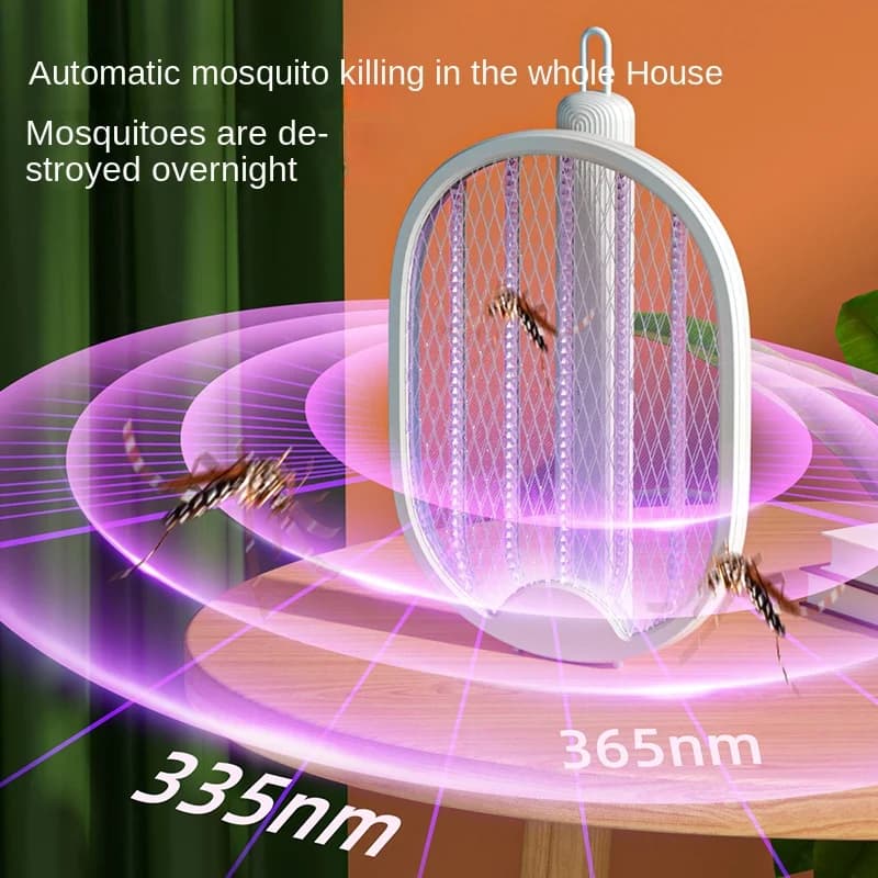 Tapette à moustiques électrique pliable, piège à mouches, insectes avec lumière UV, lampe de raquett