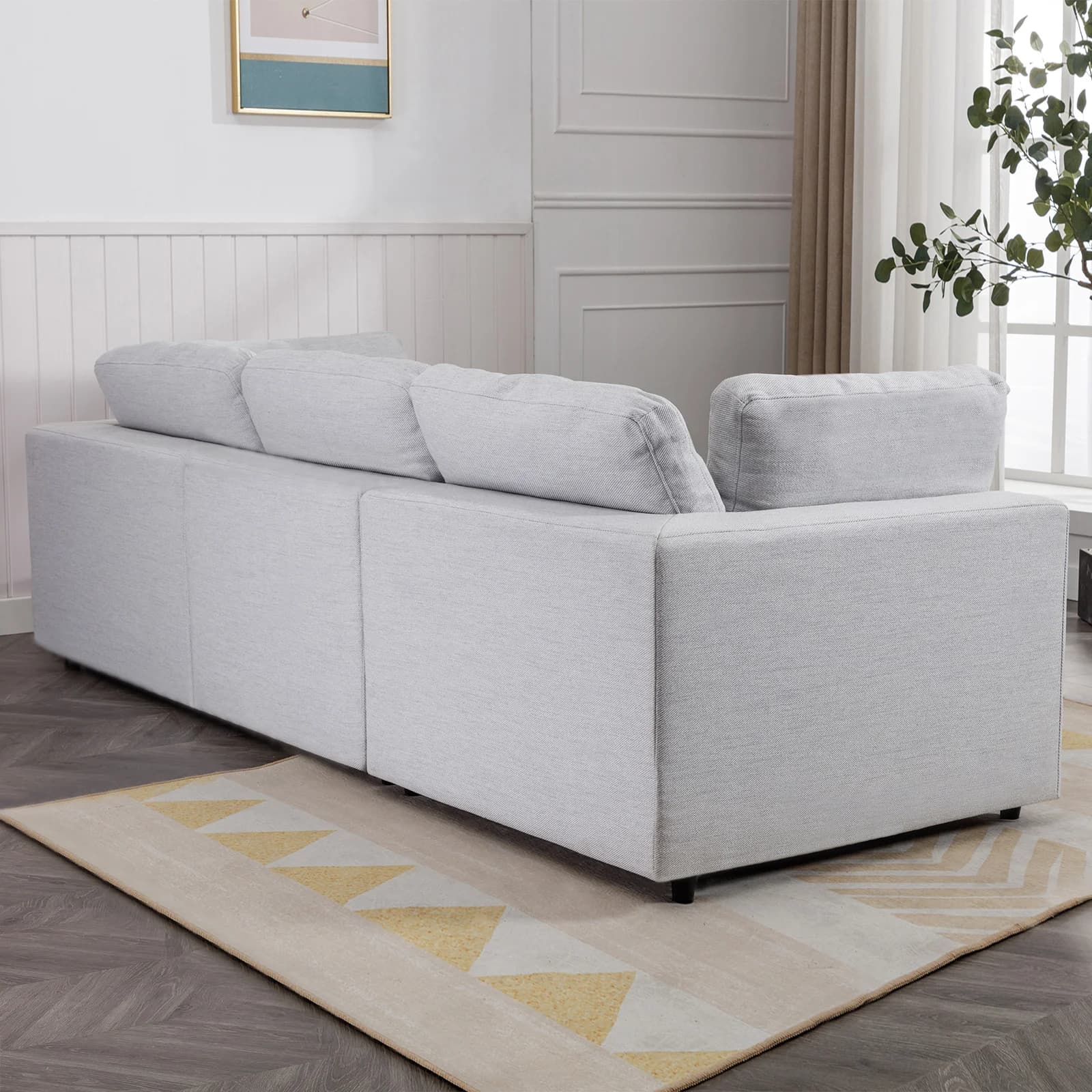 HORGgland-Canapé sectionnel en forme de L avec 2 coussins gratuits, chaise droite, O, 107 po