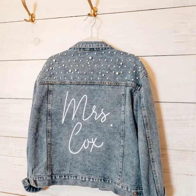 Veste en jean personnalisée avec Mme Pearl, veste en jean pour la mariée, cadeau pour les patients e