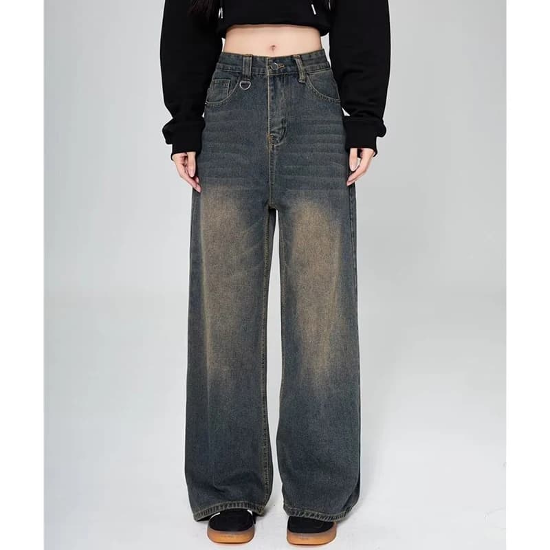 Été hommes Baggy jean unisexe Vintage Style américain droit jambe large Denim pantalon marque de mod