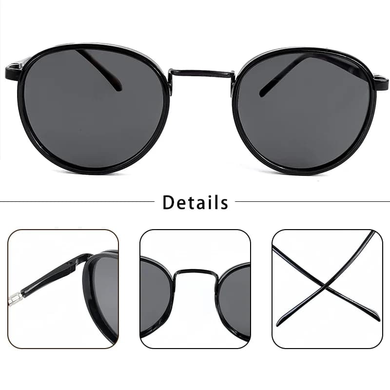 HBK TRetro Punk lunettes de soleil polarisées pour hommes conception ronde à la mode UV400 unisexe l