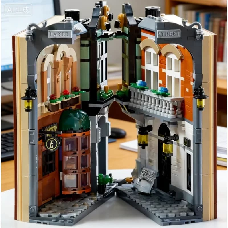 Nouveauté 2026 – Blocs de construction Sherlock Holmes Book Nook (1364 pièces) – Décoration d'étagèr