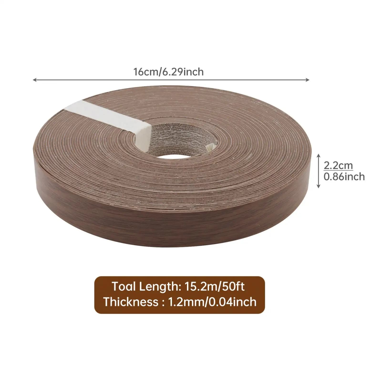 Largeur 7/8 pouces longueur 10 pieds/25 pieds/50 pieds grain de bois foncé adhésif thermofusible ban