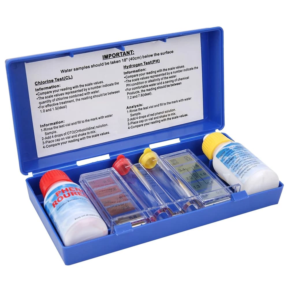 Kit de test de la qualité de l'eau, testeur de pH et de chlore, kit de test de la qualité de l'eau p