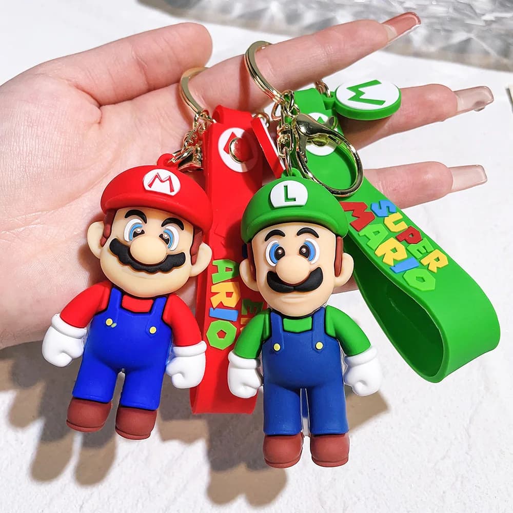 Super Mario porte-clés Mario Bros Luigi crapaud Yoshi Bowser figurine modèle accessoiresPVC dessin a