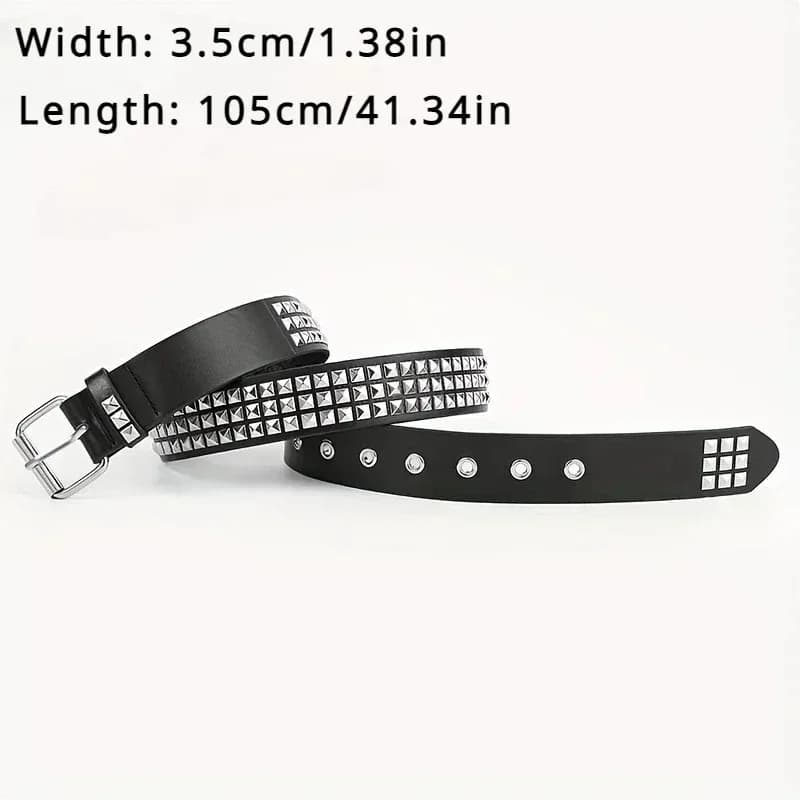 Nouvelle ceinture à rivets carrés 2026, ceinture en métal à pyramides, ceinture punk pour hommes et 