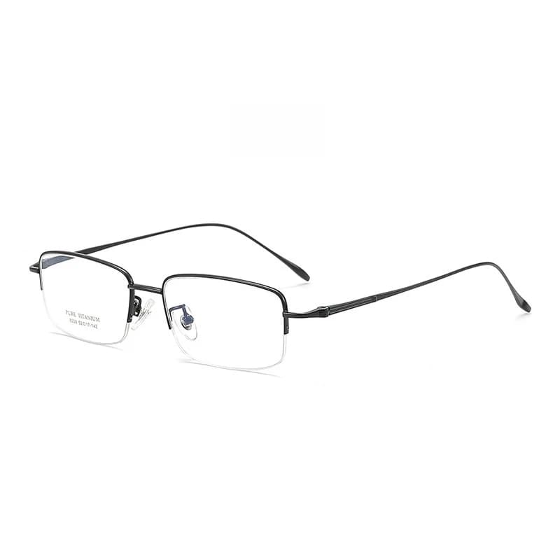YIMARUILI Ultra-léger affaires luxe optique-lunetterie rétro carré pur titane Prescription demi-mont