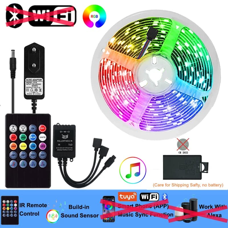 Bande lumineuse LED WiFi 5-30M 220V 110V RGB 5050, bande lumineuse Alexa Bluetooth Rgb, bandes lumin