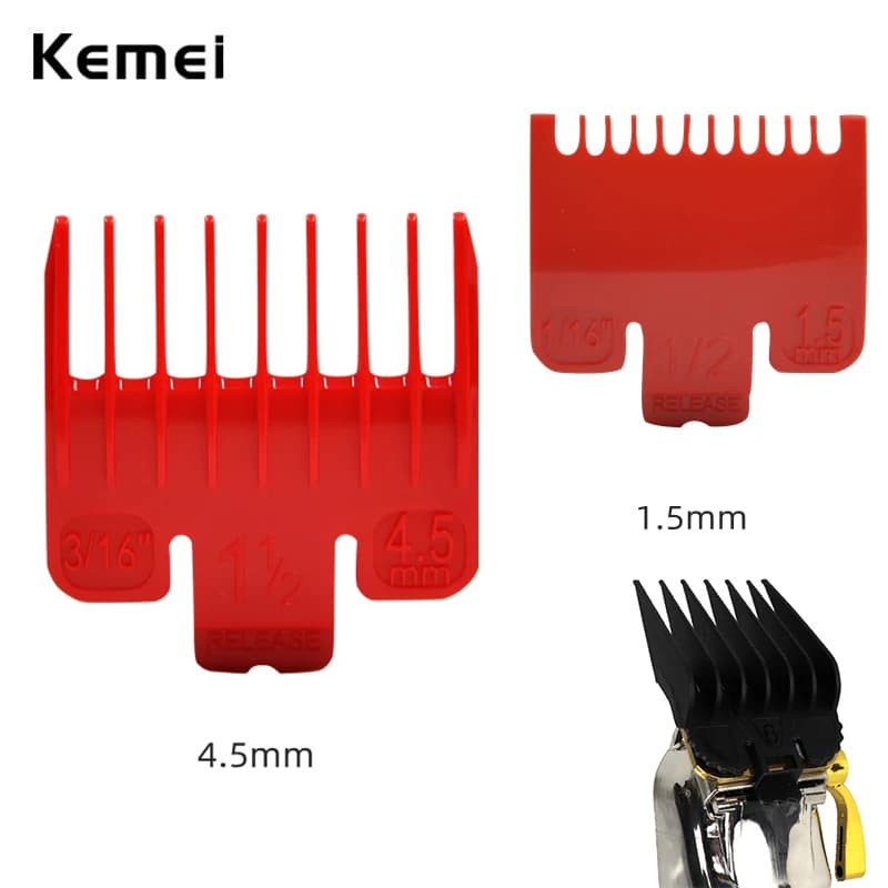 Kemei peignes guides 1.5 4.5mm, 2 pièces, rouge Guide de coupe professionnel limite de tondeuse à ch
