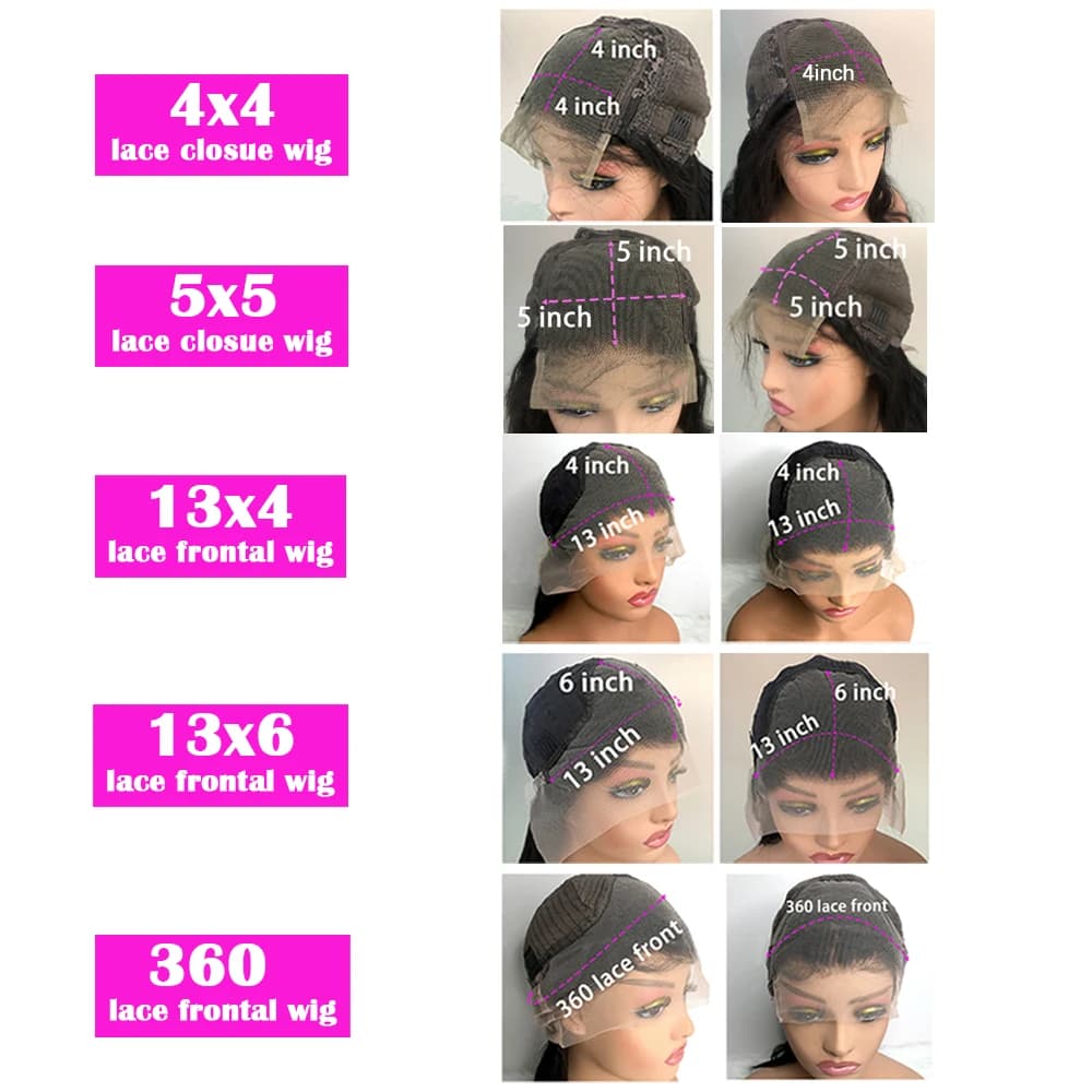 Perruques en cheveux humains ondulés profonds de 30, 40, 44 pouces, avec dentelle frontale HD 13x4, 
