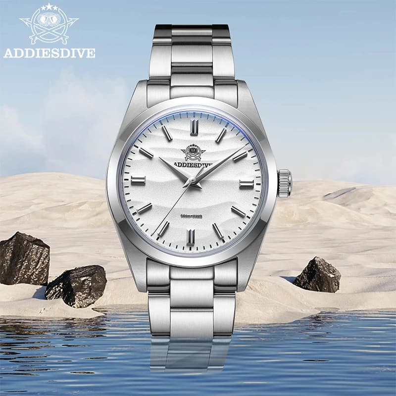 ADDIESDIVE-Montre à quartz étanche pour homme, acier inoxydable, revêtement AR, verre breton, montre