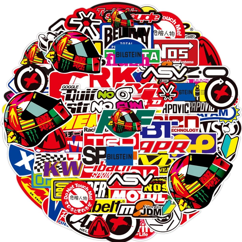 10/50/100/200 pièces Cool voiture de course JDM Graffiti autocollants étanche bricolage Skateboard t