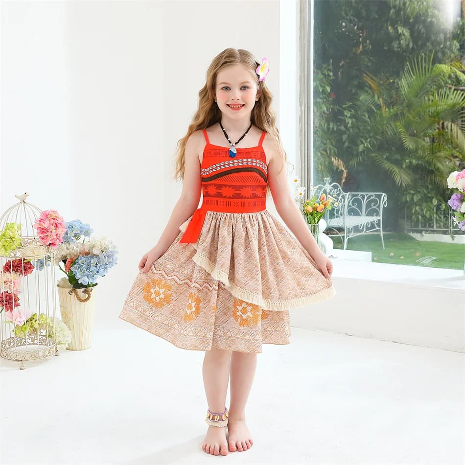 Robe de princesse Moana pour enfants, tenue de fête d'Halloween, de carnaval ou de mascarade, cadeau