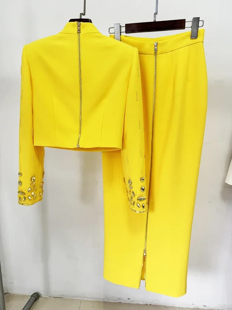 HIGH STREET – ensemble de costume de piste de styliste pour femmes, col montant, fermeture éclair au