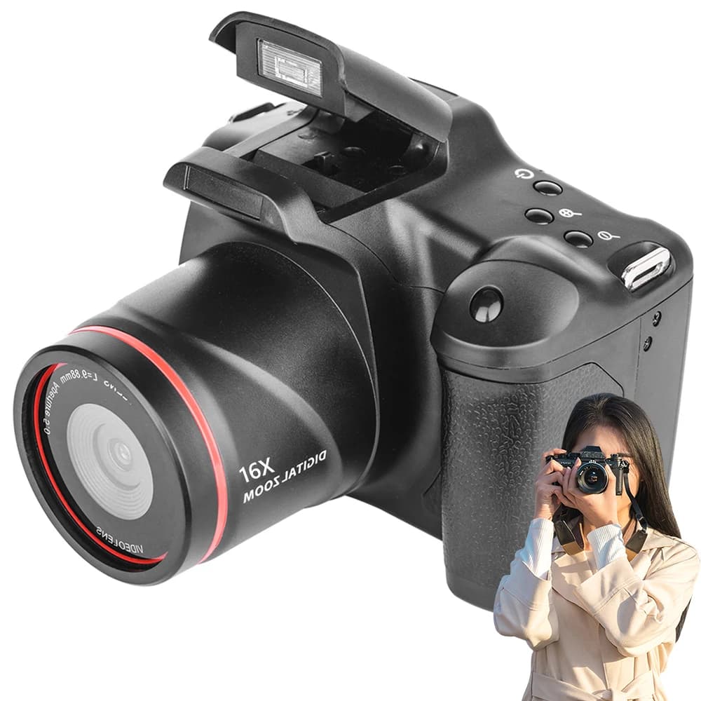 Caméscope avec zoom 16x, caméra de vlogging avec écran LCD de 2,4 pouces, enregistreur vidéo pour la