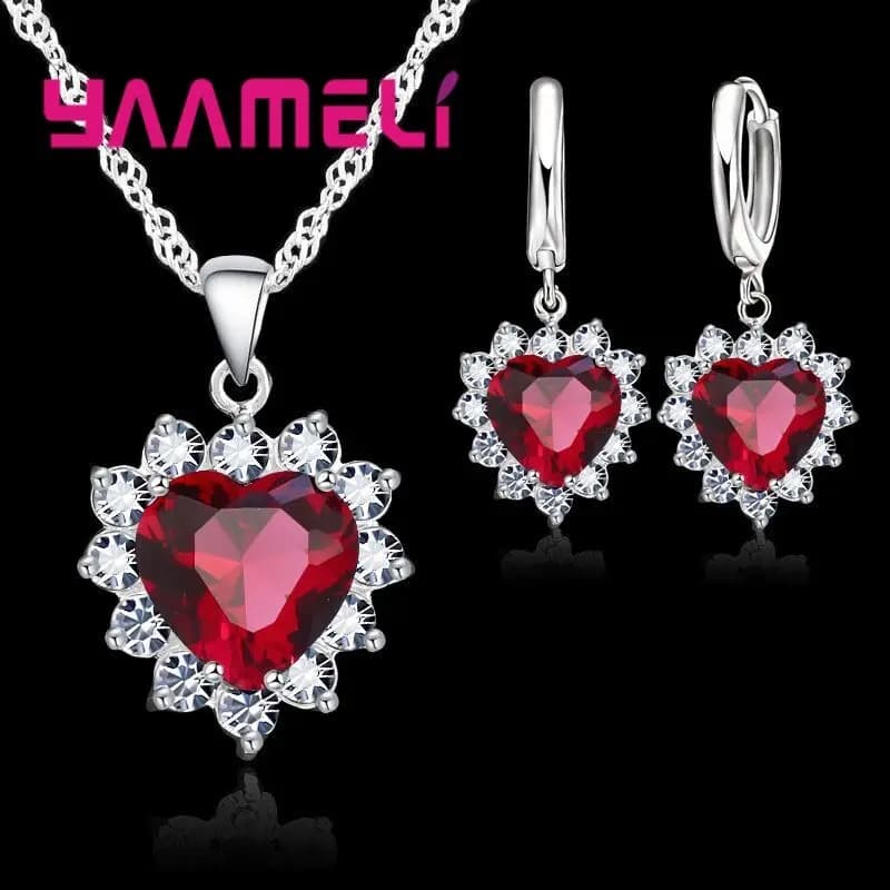 Ensemble de bijoux en argent regardé Chim925 pour femme, breloque en pierre CZ, collier et boucles d