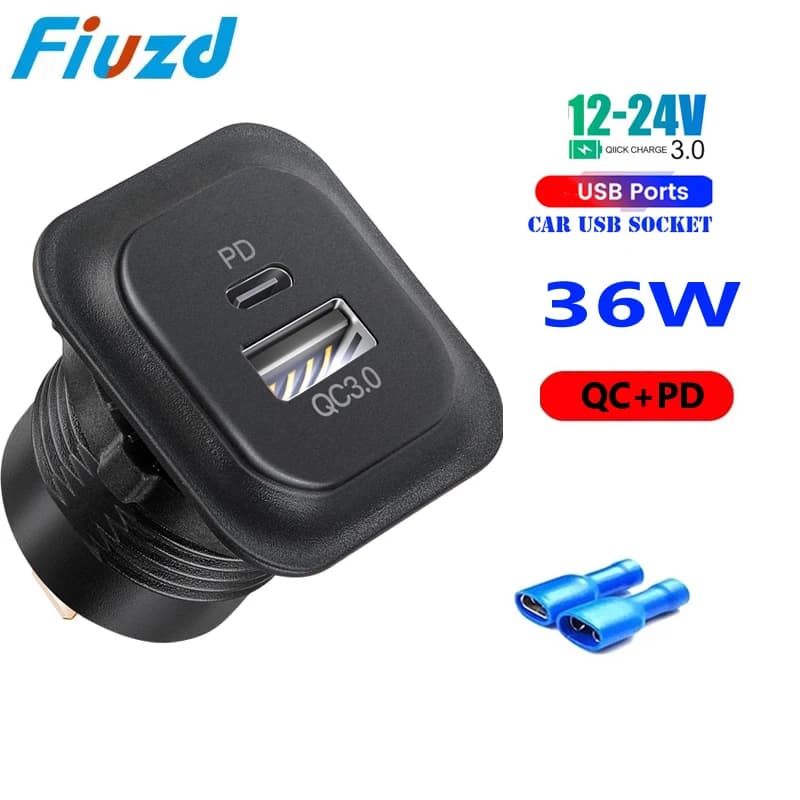 Prise de courant de voiture 12v, chargeur de voiture de Type c, charge rapide, usb, adaptateur QC3.0