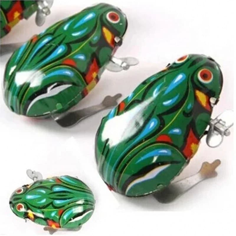 Jouet classique à remonter en étain, grenouille sauteuse, jouet vintage pour enfants, jouet éducatif