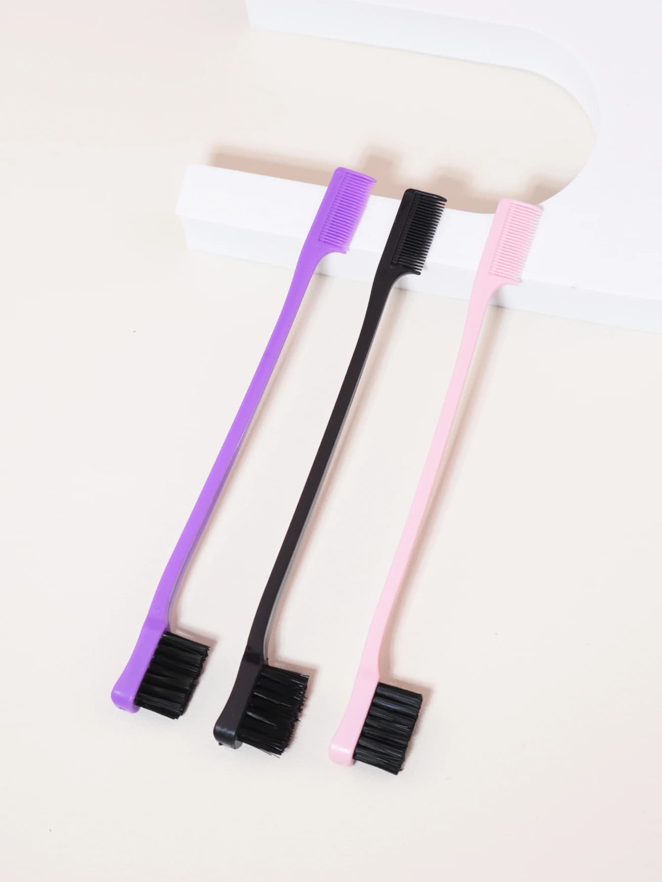 Peigne à cheveux, brosse à sourcils, double face, contrôle des bords, brosse arrière, outil de coiff