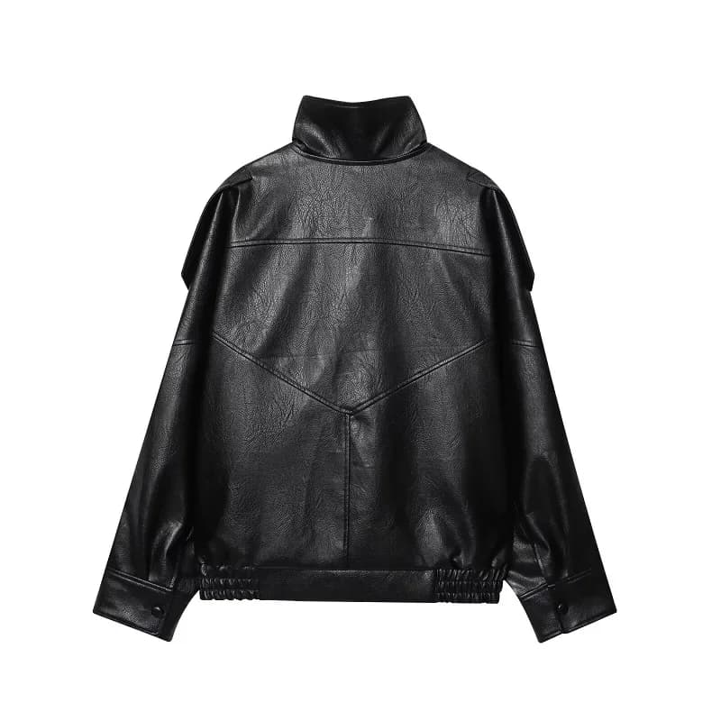 HXAO veste en simili cuir femme manteau court noir Bomber vestes pour femme vêtements de sortie d'hi