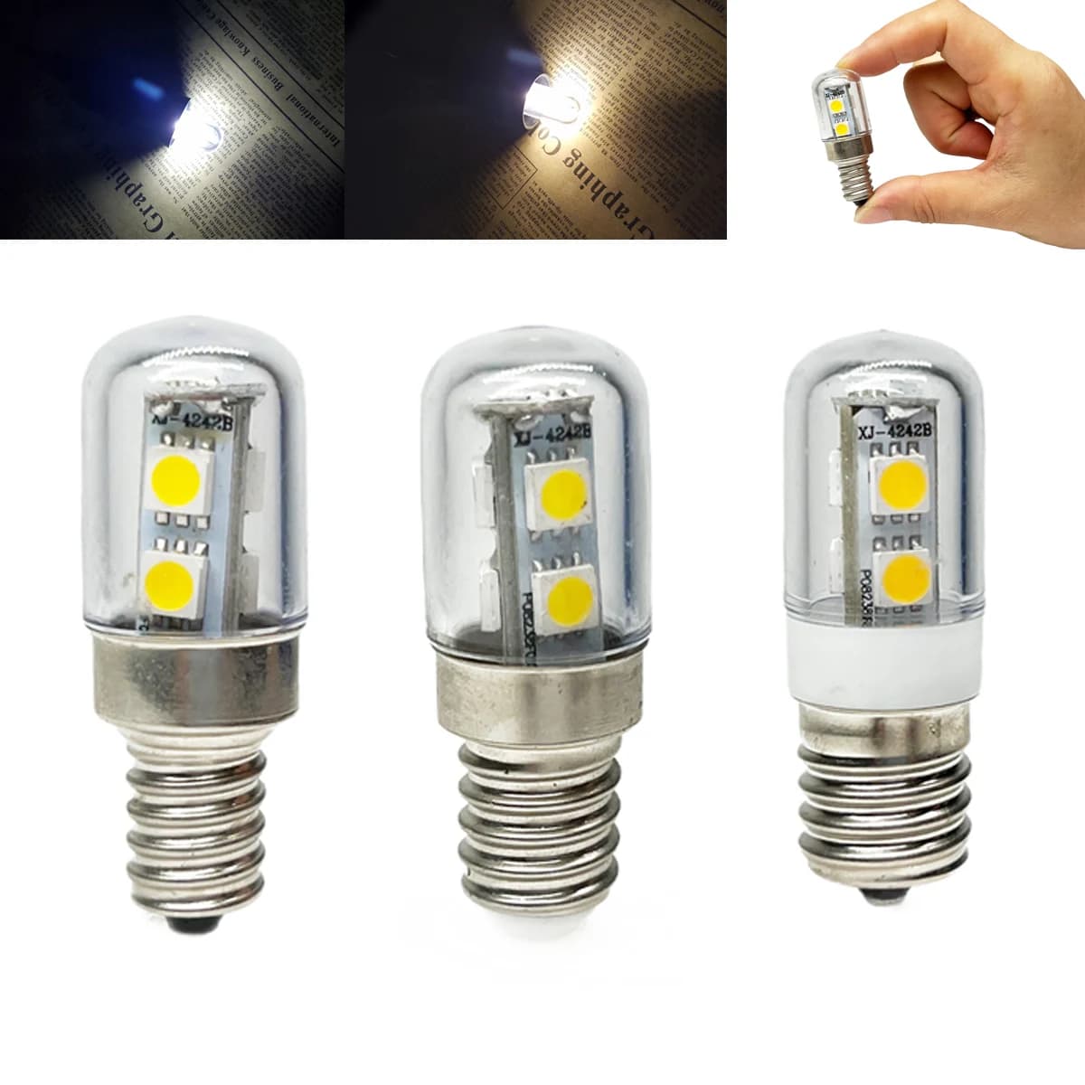 Mini ampoule LED épis de maïs E14 E12 E17, AC 110V 220V 5050 SMD 1W, lampes pour réfrigérateur, hott