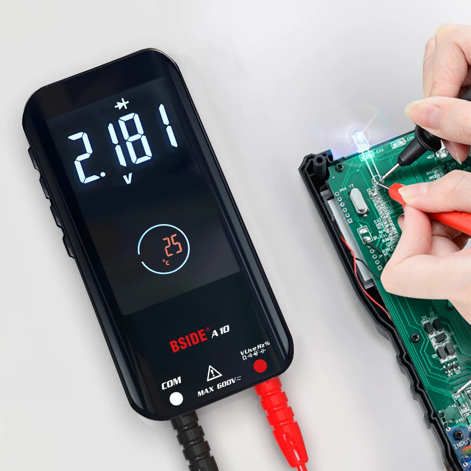 BSIDE A10 multimètre numérique couleur LCD Rechargeable poche voltmètre intelligent condensateur Dio