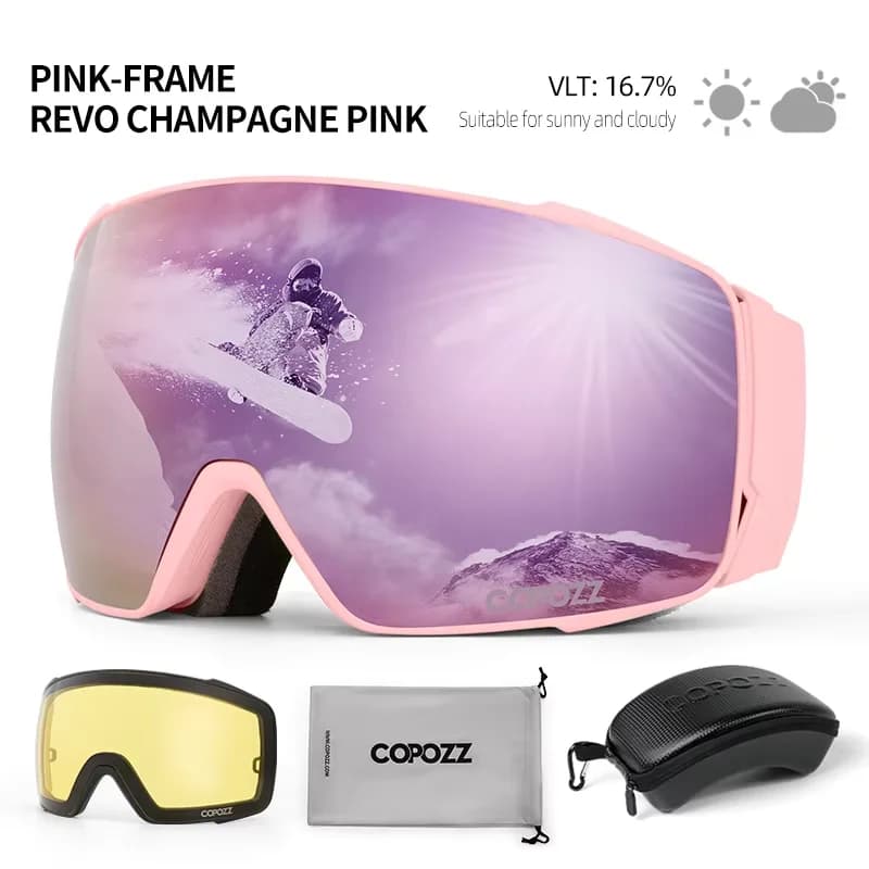 Copozz lunettes de Ski polarisées magnétiques Anti-buée hiver Double couche Protection UV400 hommes 