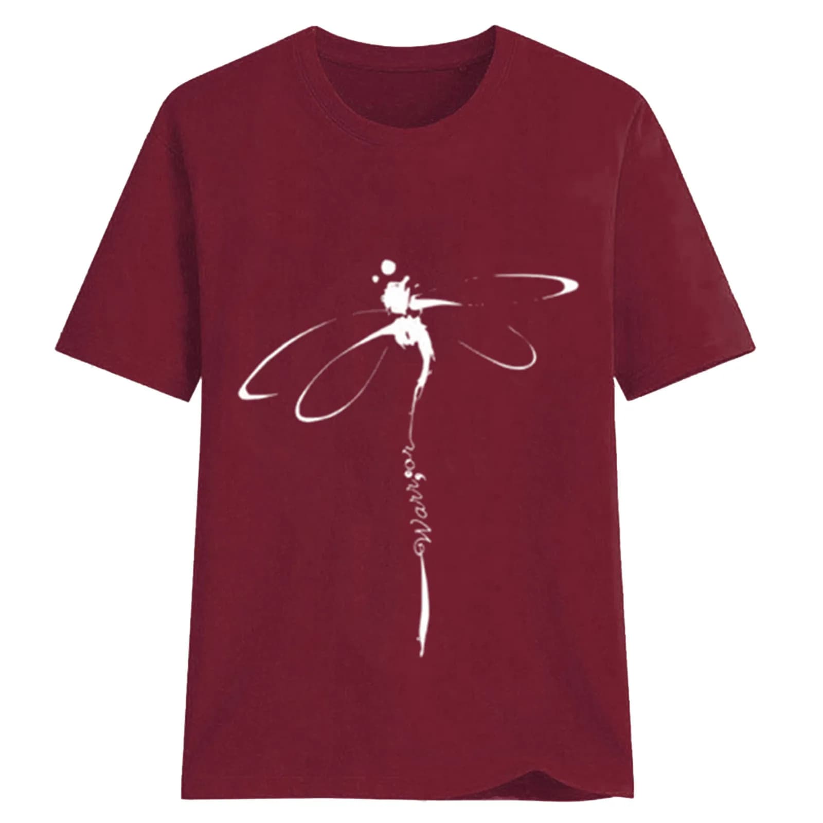 Hauts libellule imprimé col Original chemise de Base décontractée à manches courtes femmes T-shirt s