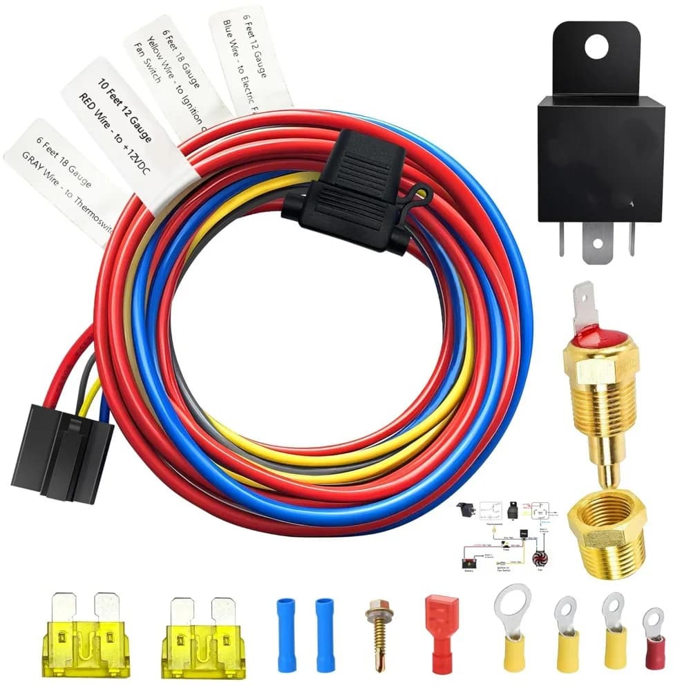 Kit de Contrôle de Thermostat pour Ventilateur de Radiateur Électrique de Voiture 12V 60A, Kit de Re