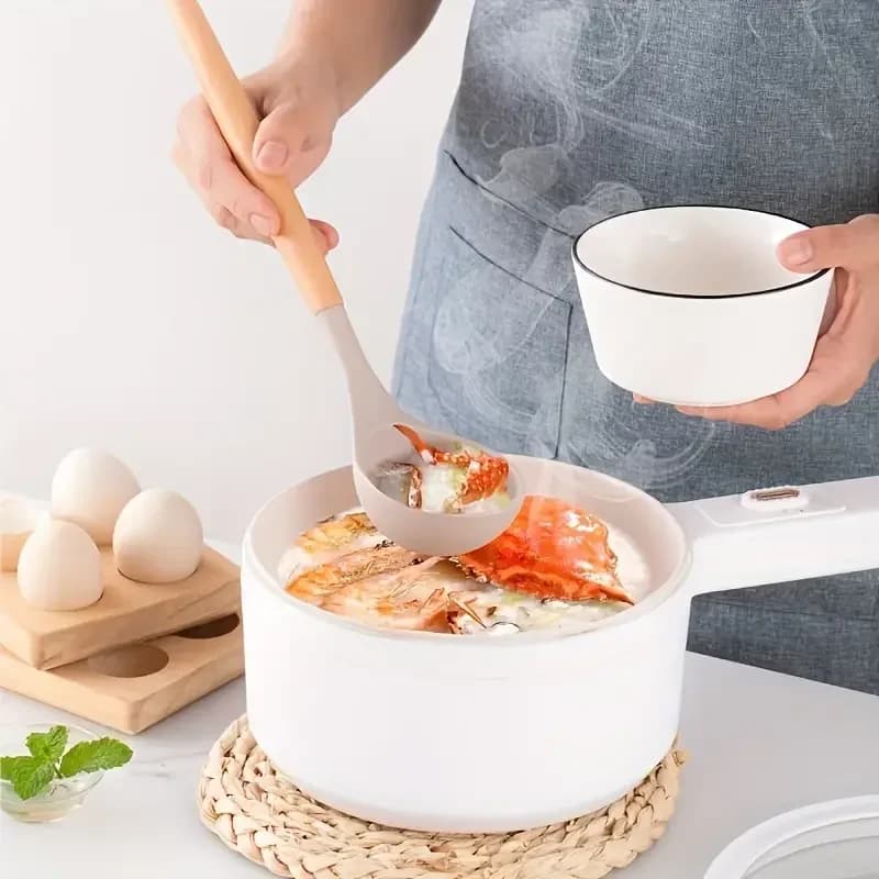 Ensemble d'ustensiles de cuisine avec manche en bois en silicone multicolore, antiadhésif, pot, spat