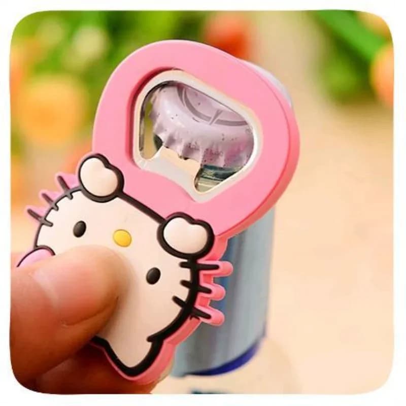 Sanrio Hello Kitty mignon dessin animé Silicone ouvre-bouteille de bière coeur Girly rose ouvre-bout