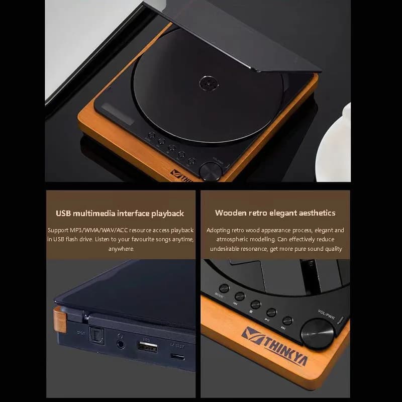 Lecteur CD HIFI en bois Bluetooth 5.1 sortie optique numérique USB lecture sans perte lecteur de mus