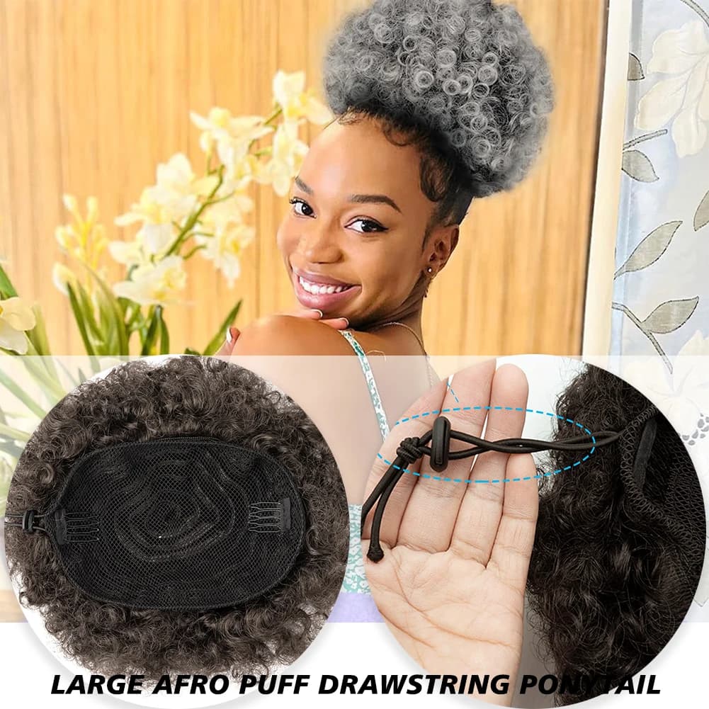 Extension de queue de cheval afro bouffante avec cordon de serrage pour femmes noires, queue de chev