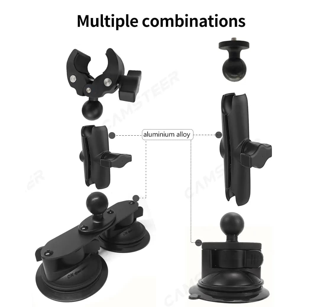 Ventouses triangulaires à tête sphérique pour voiture et perche à Selfie Invisible pour GoPro Max He