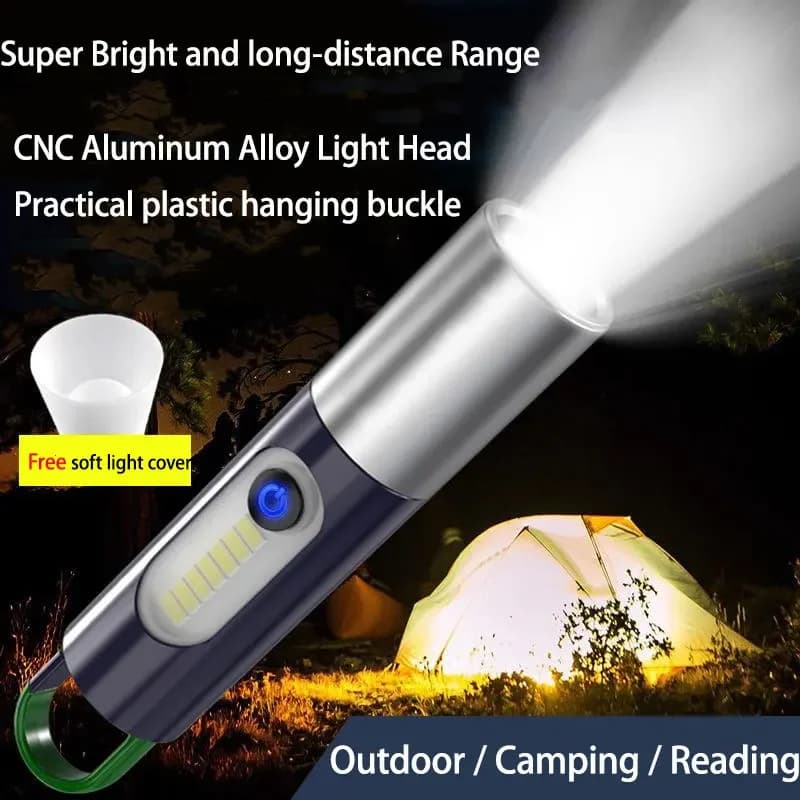 Lampe de poche LED à zoom puissant P50/laser blanc, torche rechargeable par USB, lanterne portable d