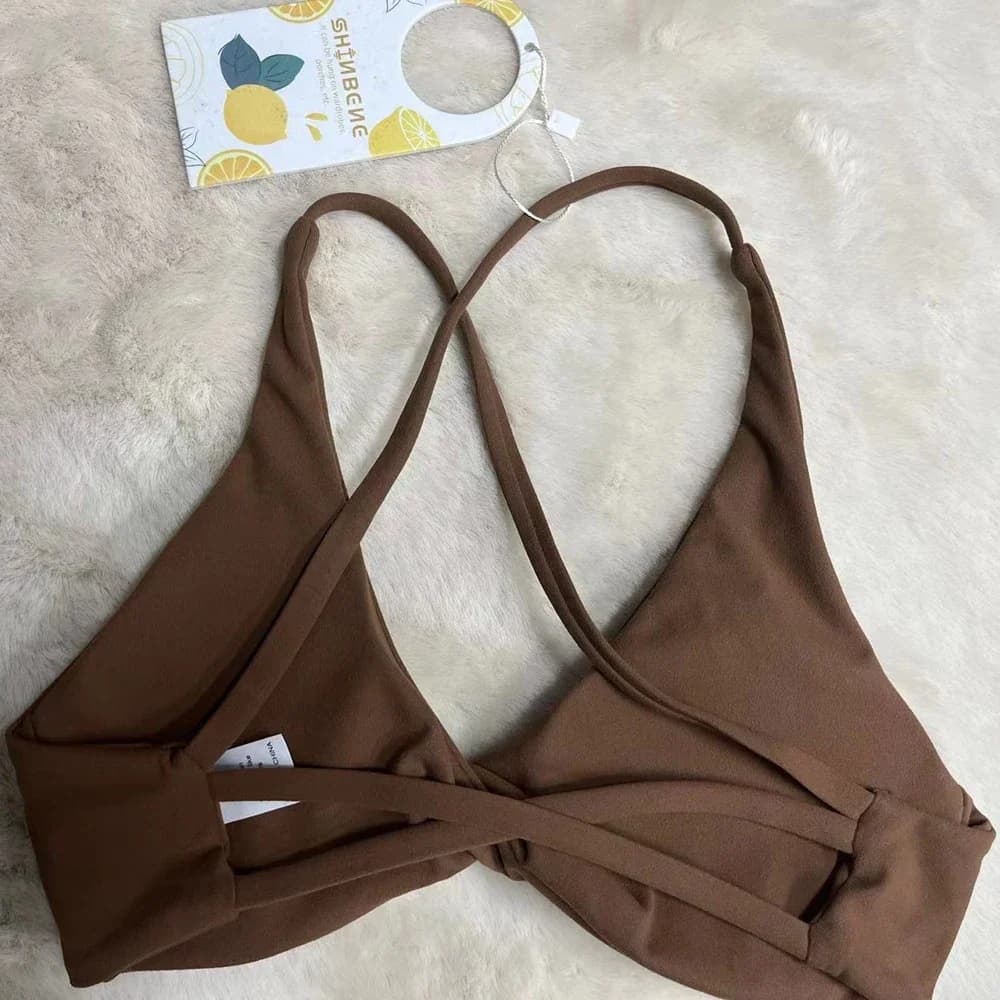 SHINBENE – soutien-gorge de sport rembourré avec bretelles croisées, dos nu, Fitness, sans manches, 