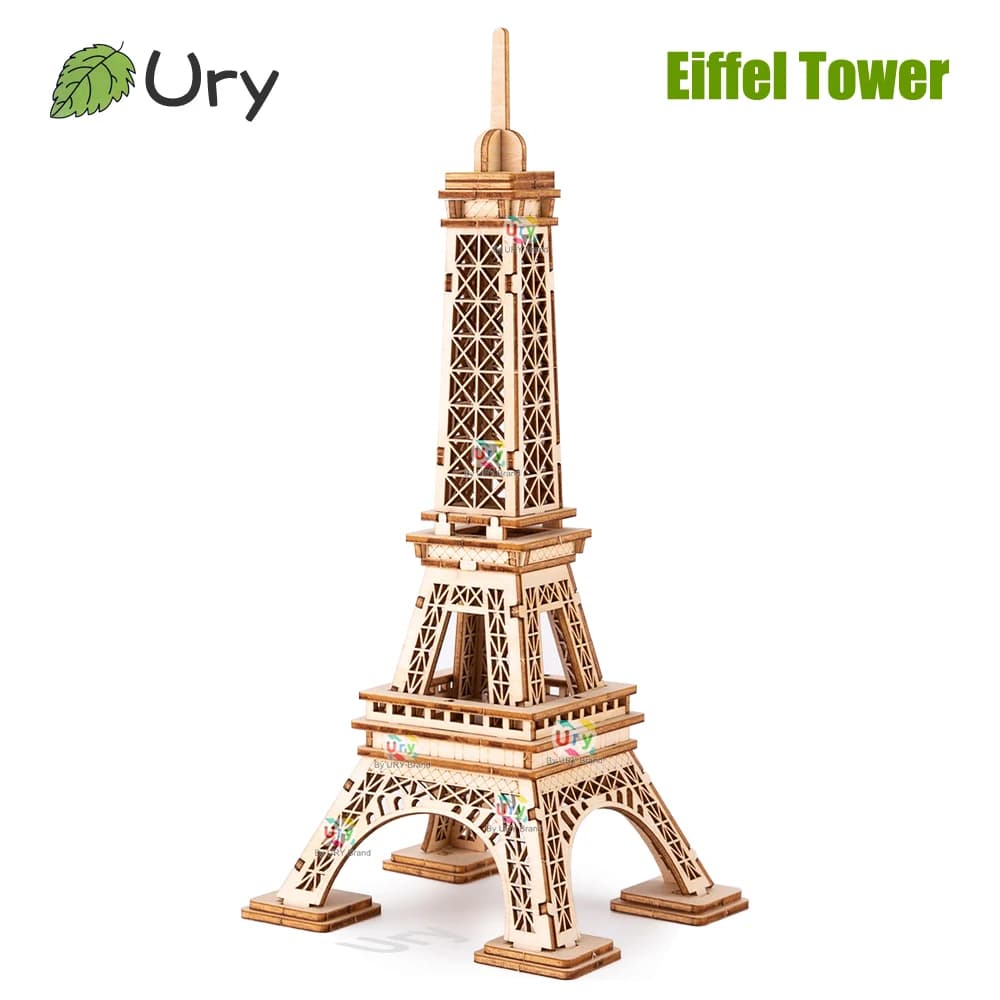 Ury – Puzzle 3D en bois, tour Eiffel de Paris avec lumière, construction de classiques européens cél