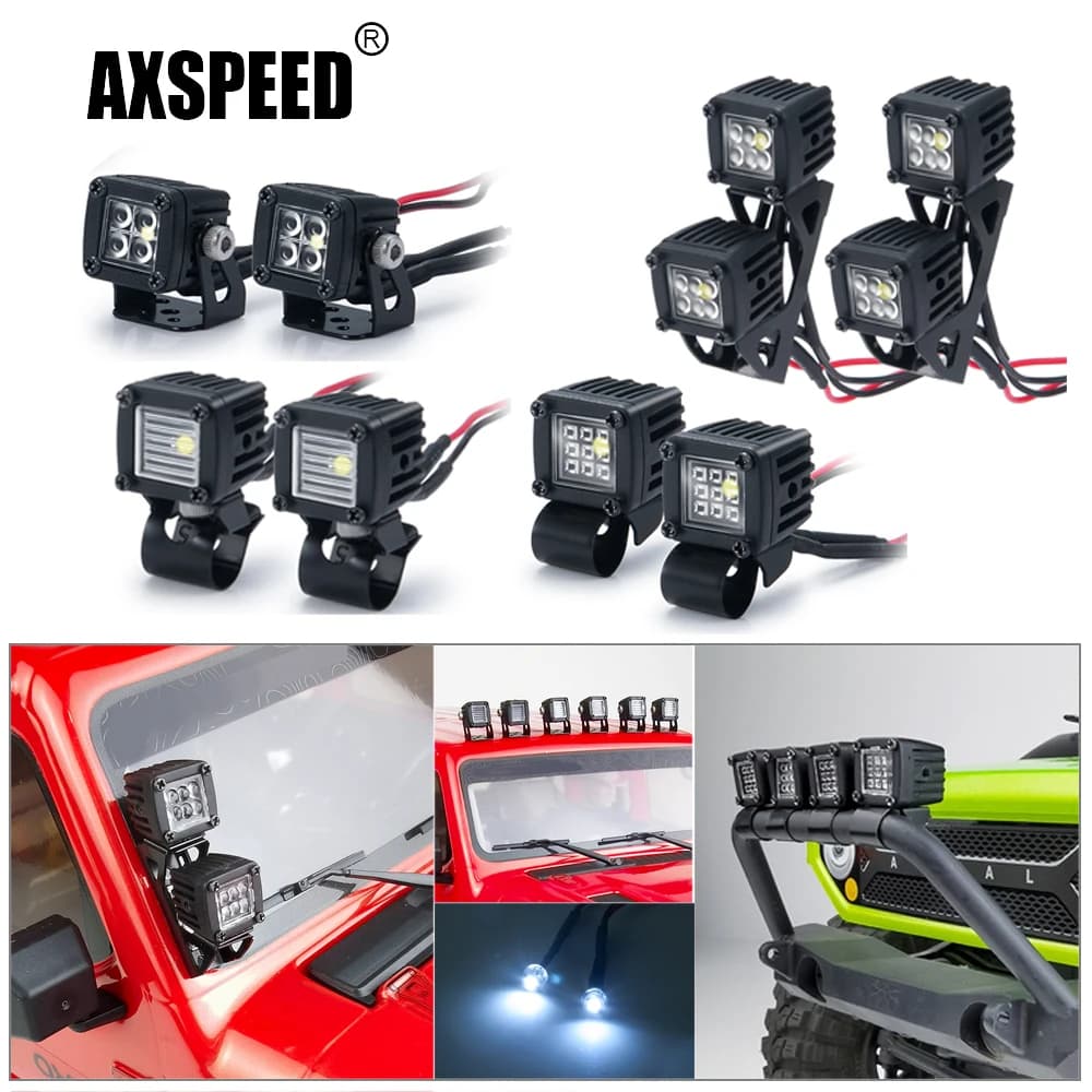 AXSPEED – support de bagages avec feux latéraux LED pour TRX4 TRX6 Axial SCX10 Wraith Axial SCX24 1/